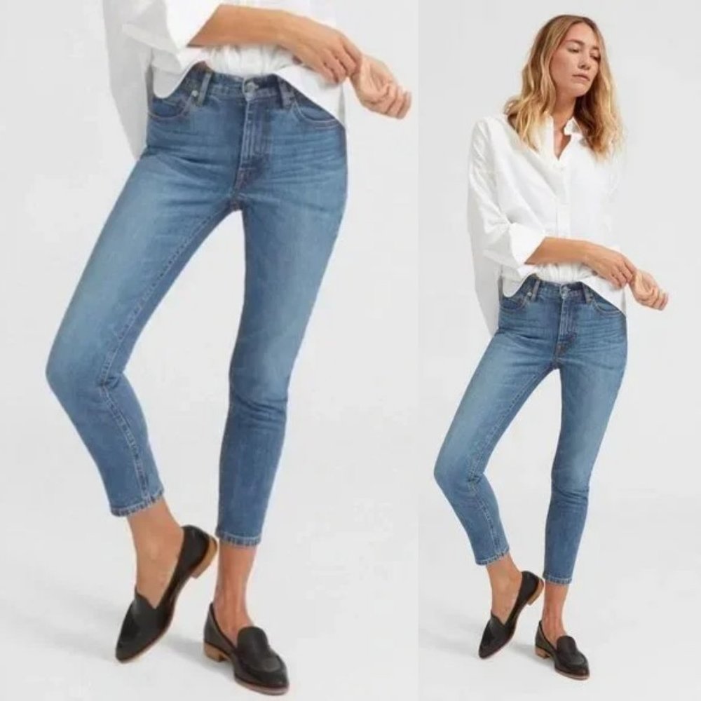 Everlane Mid Rise Skinny Ankle Denim Jean Size 25 Perfect Mid Blue Stretch Comfy